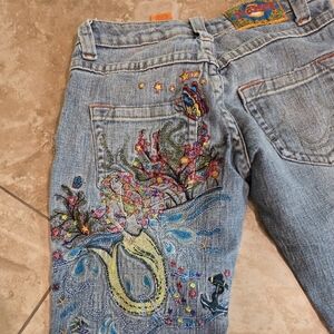 Zanadi Mermaid embroidered Flare lowrise Jeans Size 1